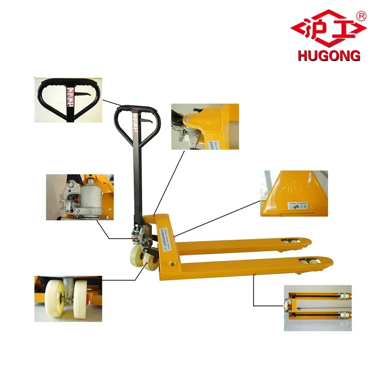 Custom Wheel Material 2000kg Hydraulic Pallet Trolleys Hand Pallet Jack