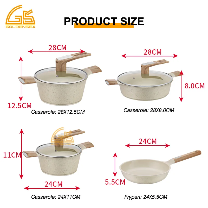 7pcs aluminum polished kitchen die cast granite cook duty cooking pots price press aluminum cookware set casserole of 7 pieces