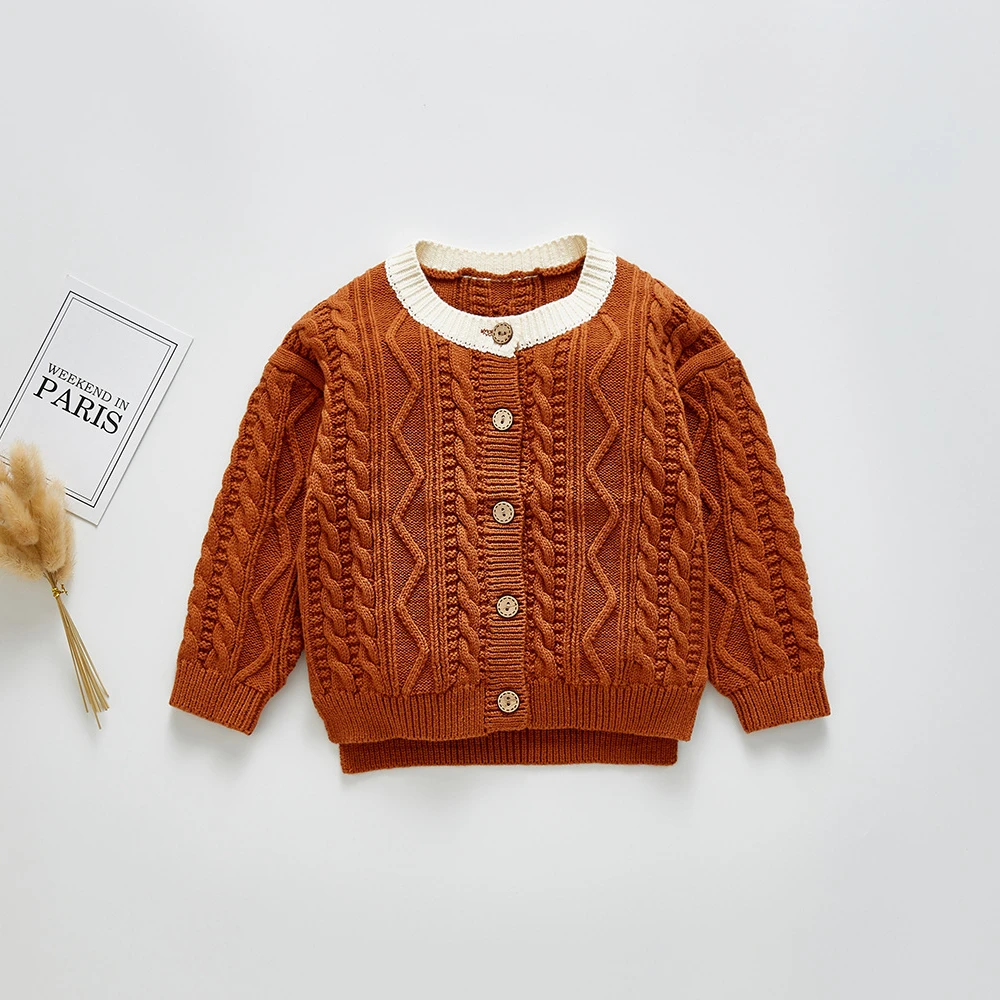fashion knitted wholesale cardigan for baby girl with different color rim
