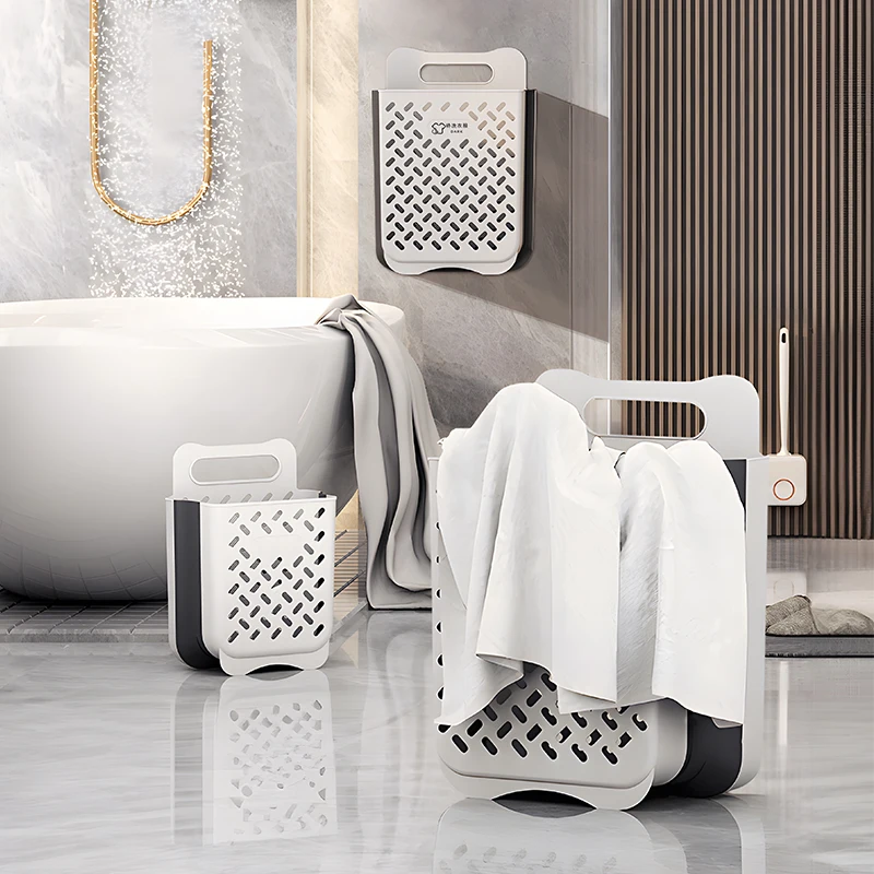 Chengyan Collapsible Plastic Laundry Bag and Basket for Bathroom Storage of Clothing & Cleaning Items