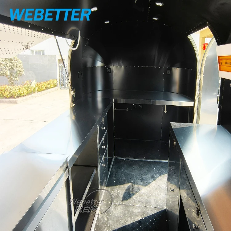 WEBETTER Airstream Concession Catering Trailer Mobile BBQ Fast Food Trailer Fully Equipped Street Coffee Van Food Truck For Sale