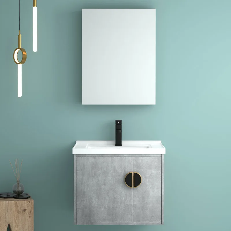 Рок плиты интегрированный таз интеллигентая (ый) Зеркало выдвижными полками на стены для ванной комнаты из твердого дерева простой