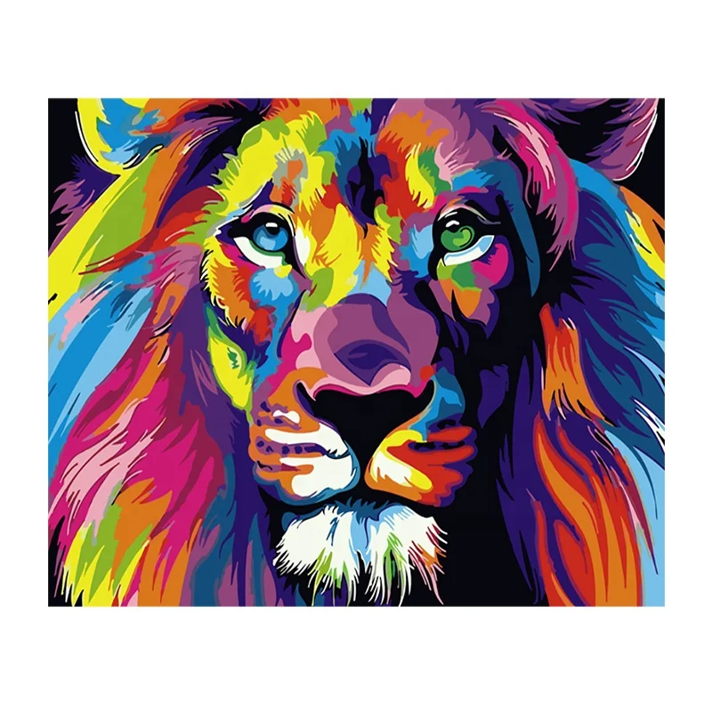 
Factory direct DIY hand painted lion Oil painting by numbers 