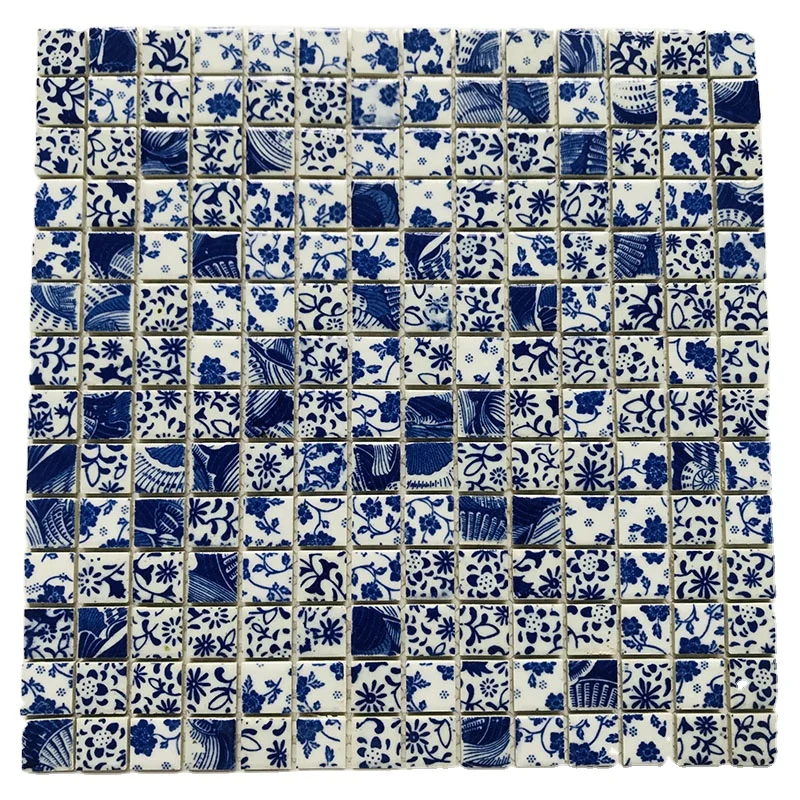 Сине-белая фарфоровая мозаика, интерьерная настенная плитка, фон для китайского ресторана, антикварная плитка с изменением печи