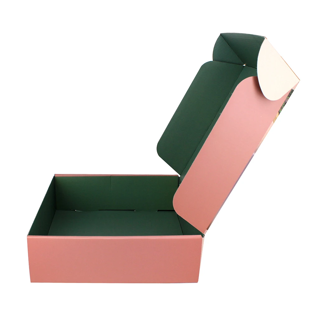 Custom Logo White Pink Corrugated Carton Box Mailer Shipping Box Apparel Packaging for Dress Cloth Underwear Shirt Mail Gift Box