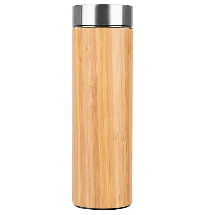 Natural Bamboo Stainless Steel tea thermos flask thermos 350ml