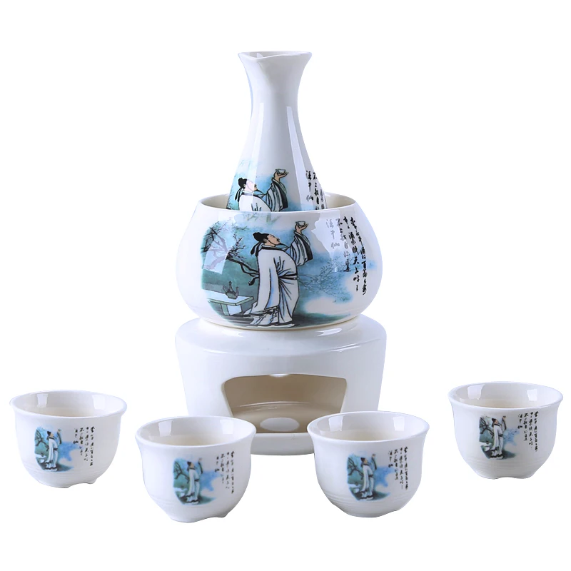 
Sake set Porcelain traditional ceramic glass Japanese sake set warm flask 