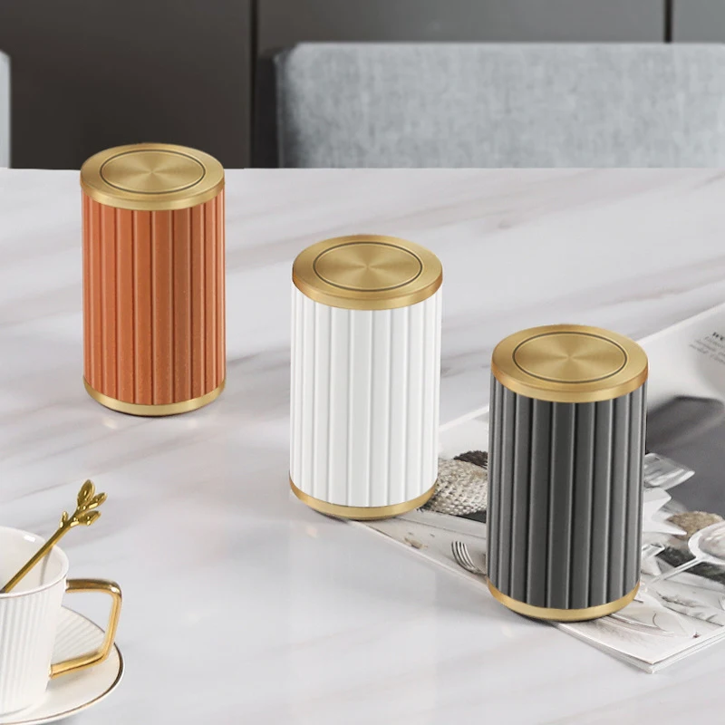 Creative Unique Automatic Pressing Modern Self-pressing Toothpicks Holder Metal Leather Storage Case Container Dispenser