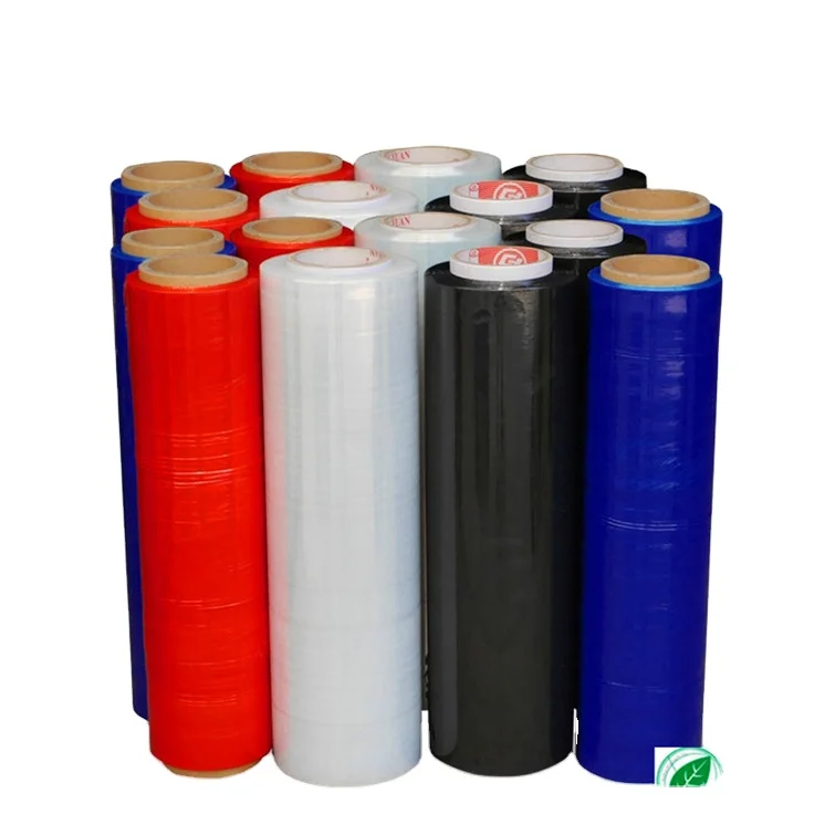 15mic or 30mic Color Lldpe Stretch Film Jumbo Roll Factory Price Pallet Wrap Transparent Pe   Wrapping Packing 3.5kg