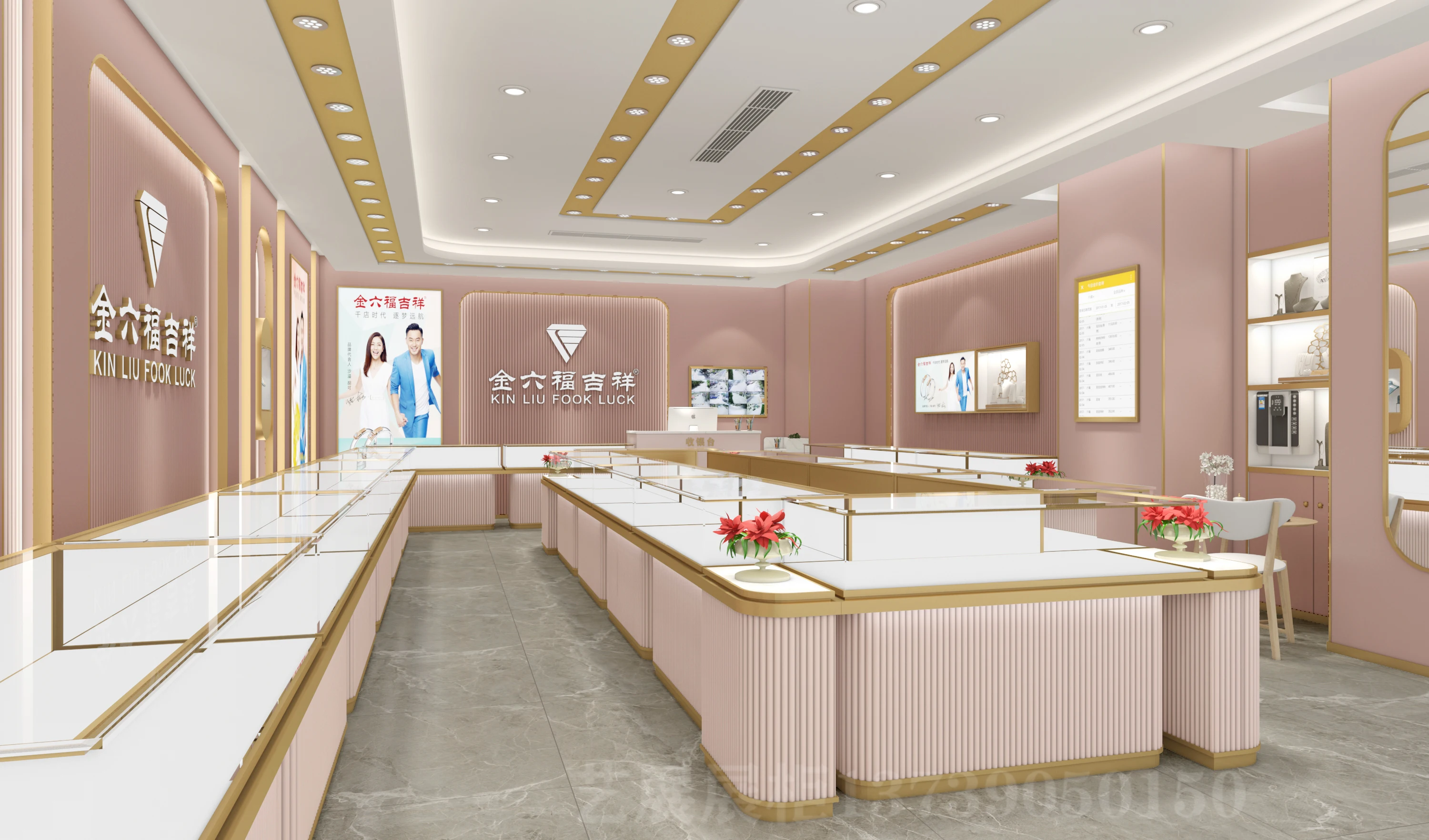 Luxury Stainless Steel Furniture LED Light Glass Jewelry Display Case for Store Counter Shop and Jewelry Showroom