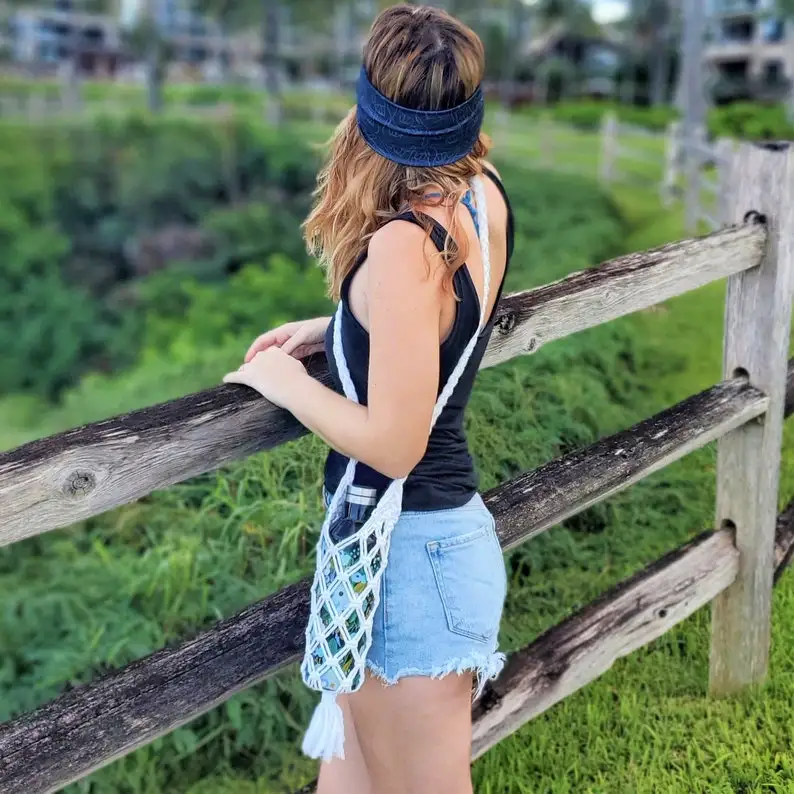 Boho Style Reusable Gift Cotton Hiking Accessory Macrame Carrier Water Bottle Holder Sling Bag