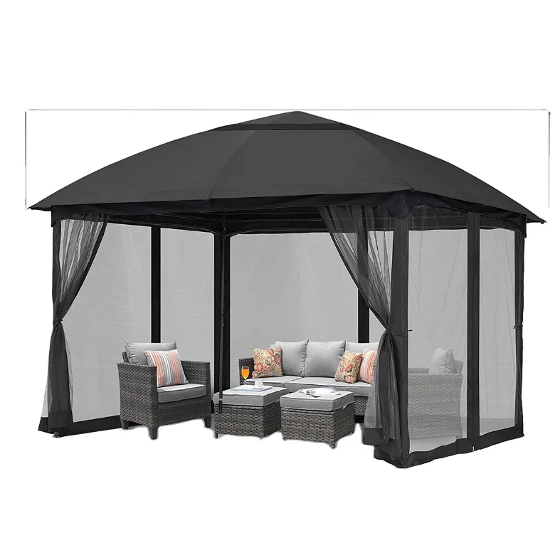 gazebo Courtyard waterproof gazebo terrace, black Oxford cloth, outdoor garden replacement roof