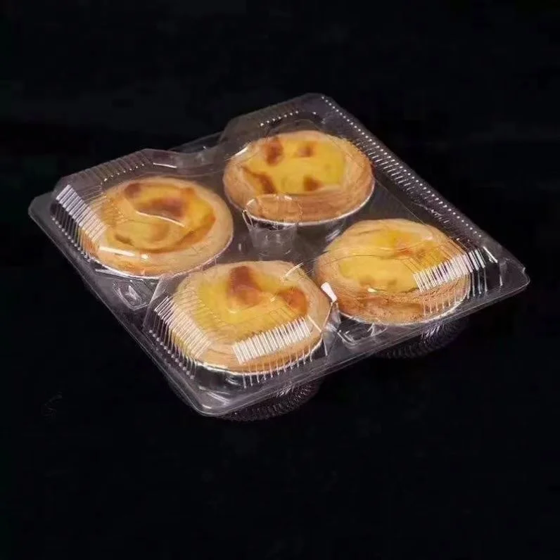 Прозрачная пластиковая квадратная одноразовая коробка для упаковки кексов