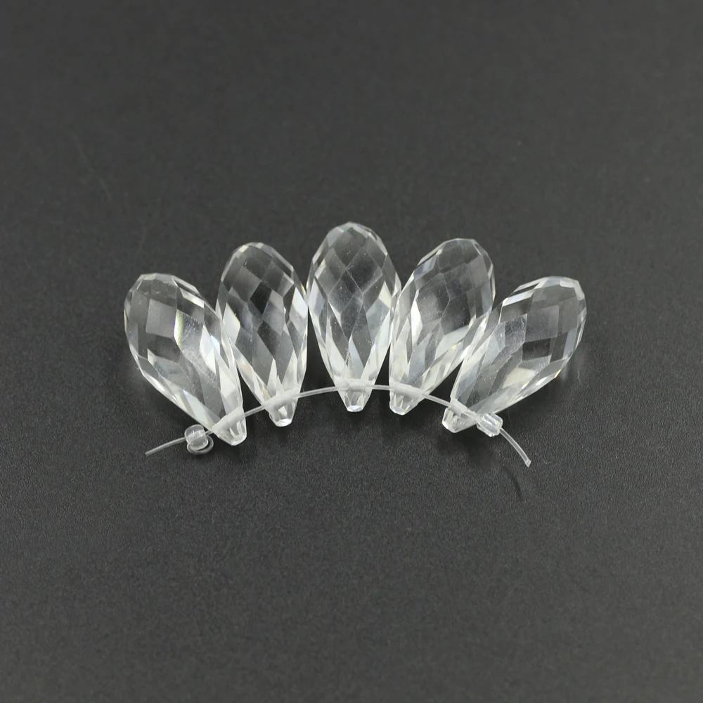 Zhubi 10X20MM 12X25MM Faceted Drop Glass Beads Bulk Natural Colors Crystal Briolette Teardrop Beads for Jewelry Making