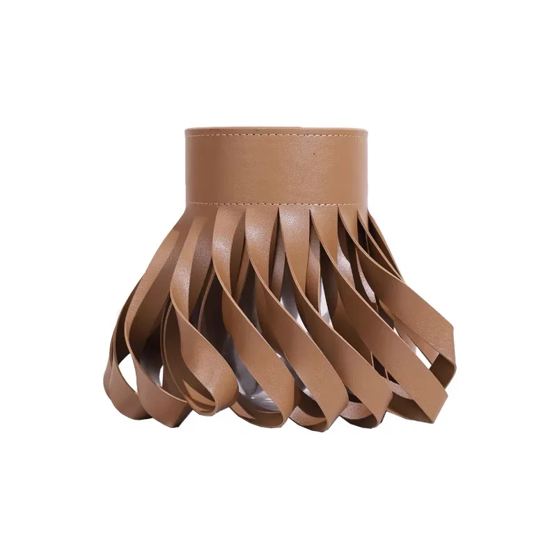 Flower Vase Leather Centerpiece Flower glass vase Eco-friendly leather cover Flower Pot Holder Shelf Decorative Home Decor