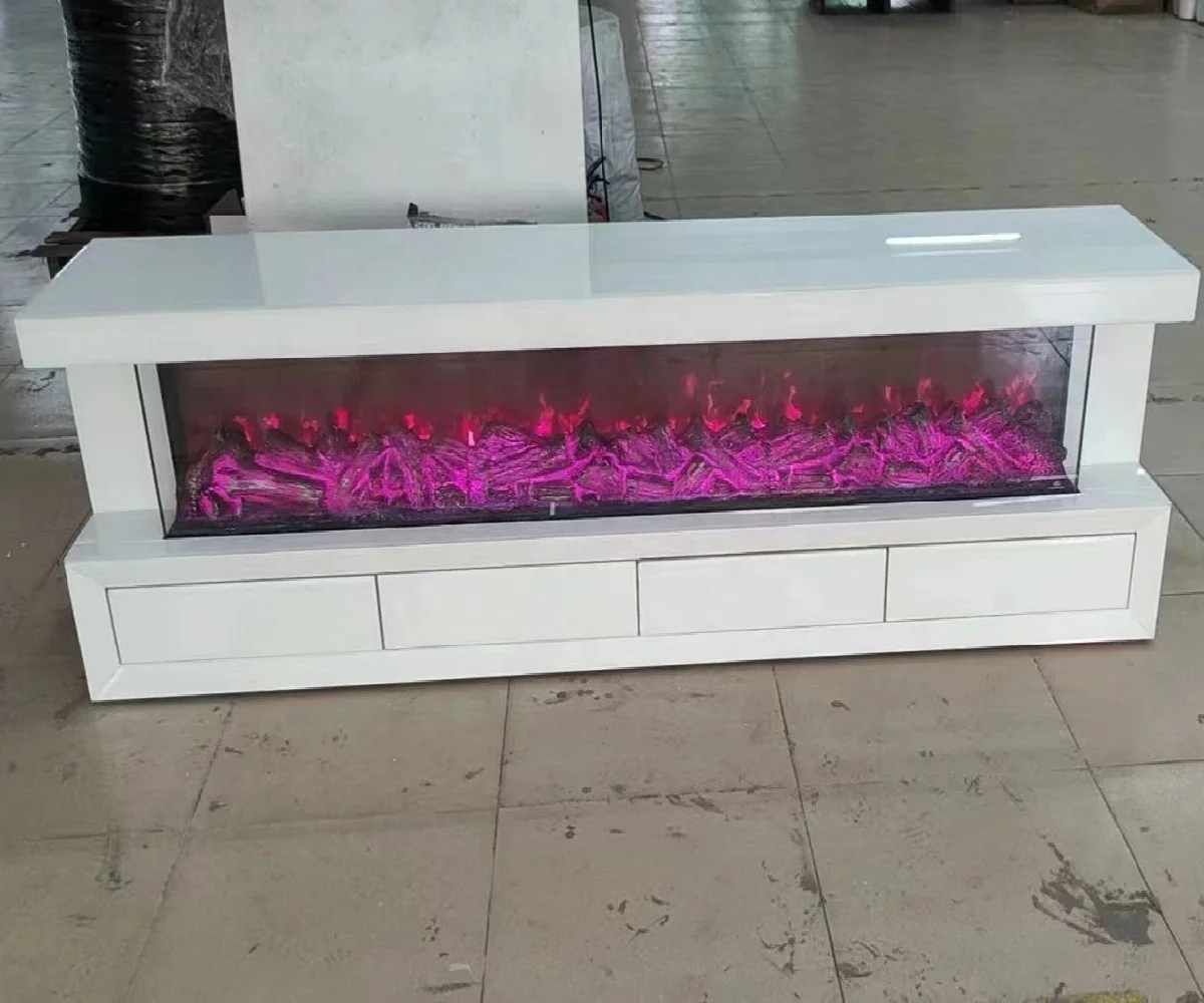Hot Sale Mirrored TV Stand with Electronic Fireplace Decor Multiple color flames Muebles Meubles Mobles Moebel Mebles Rugs Sofa
