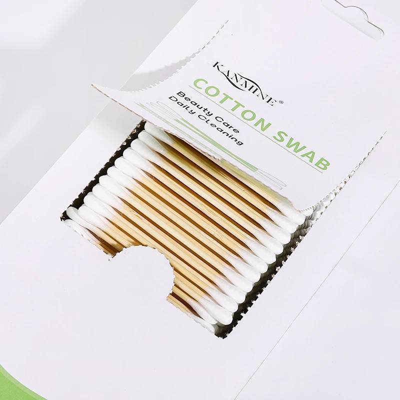 500pcs baby Bamboo  cotton swab q tips cotton swab with blister card for baby care