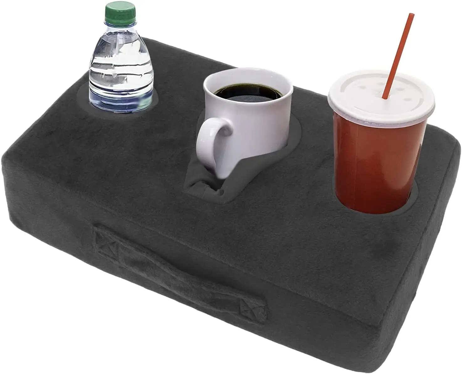 3-Positions Knitted Cup Support Holder Cozy Foam Pillow for Bed Car Couch Sofa Hotel Airplane Use