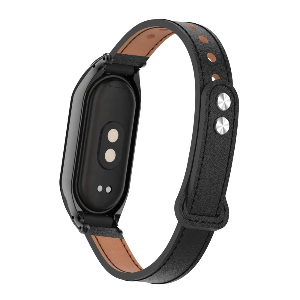 ODM HOLDMI 80107 series miband 8 strap united one piece metal frame dual snap buckle microfiber watch band for xiaomi band 8
