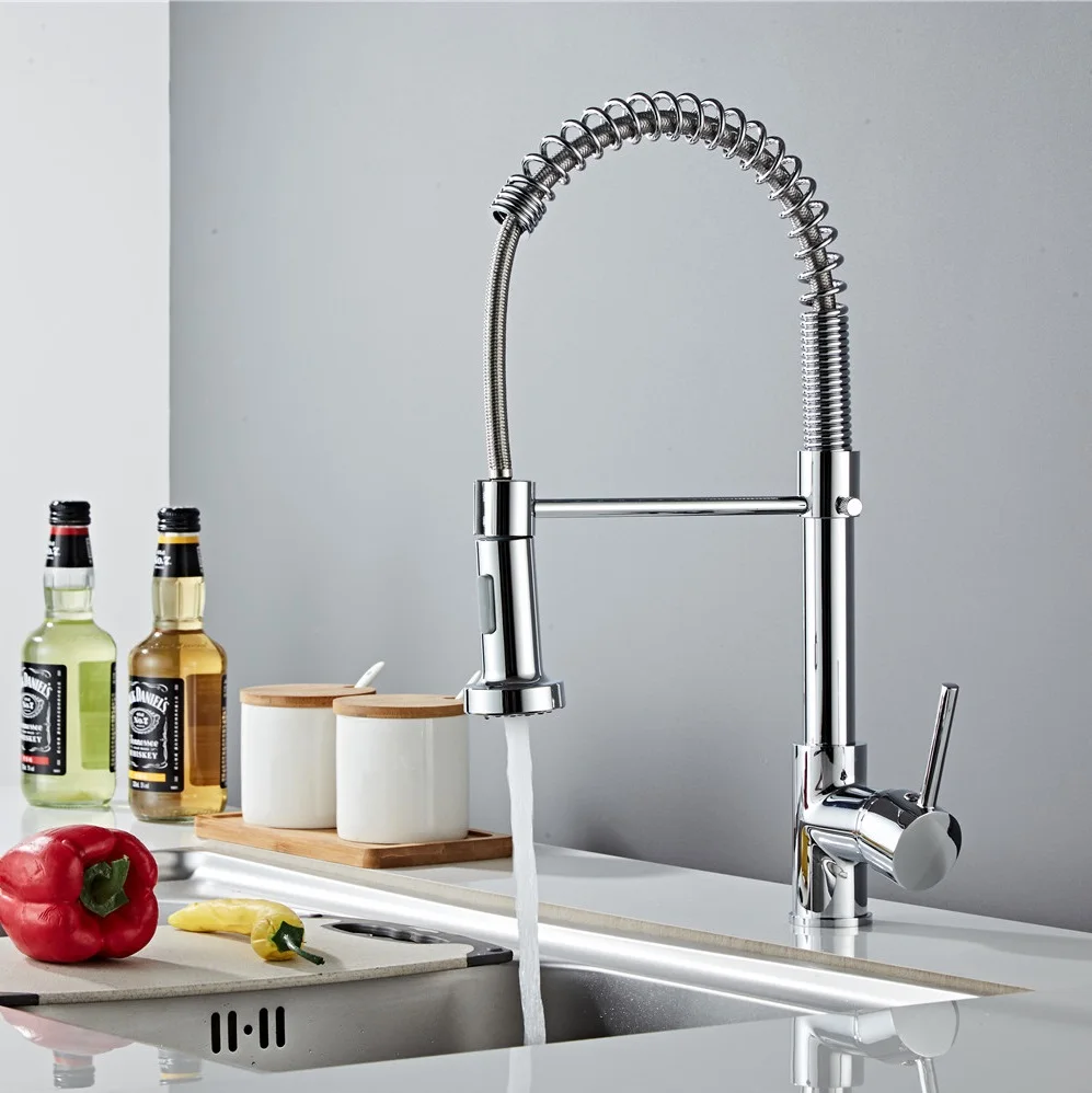 common spring faucet  Metal material kitchen spring faucet single handle spring pull down kitchen faucets