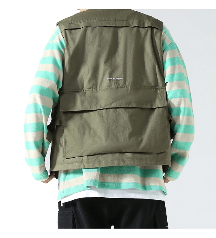 Factory Multi Pockets Cargo Military Green Waistcoat Outdoor Fashionable Fishing Vest OEM ODM China 100% Cotton Customized Logo