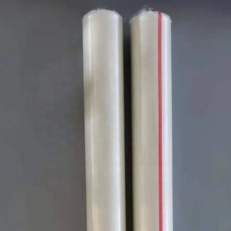 clear transparent fiberglass reinforced self adhesive 2 way cross weave filament tape in log rolls