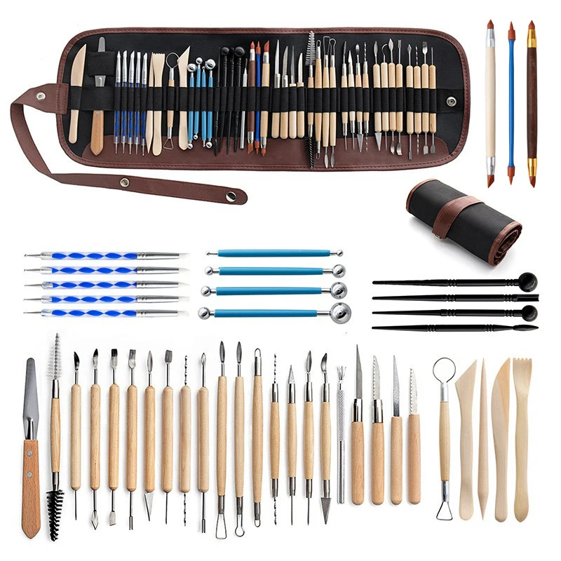 Cross-border ceramic tools 43-piece set Carving knife, silicone pen DIY clay clay sculpture, ball stick, seven needles