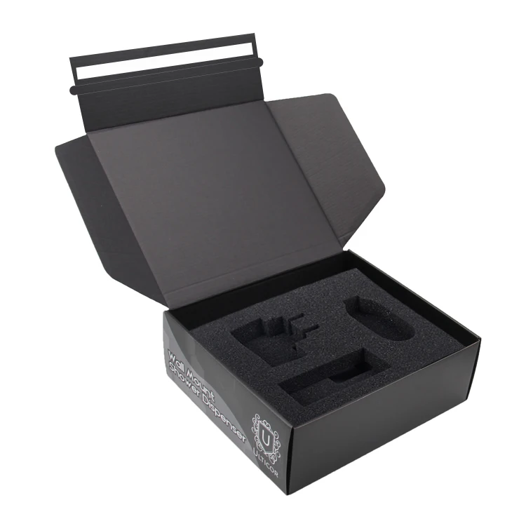 custom logo printed black foldable express clothing packaging mailer box shoes corrugated packaging paper shipping boxes