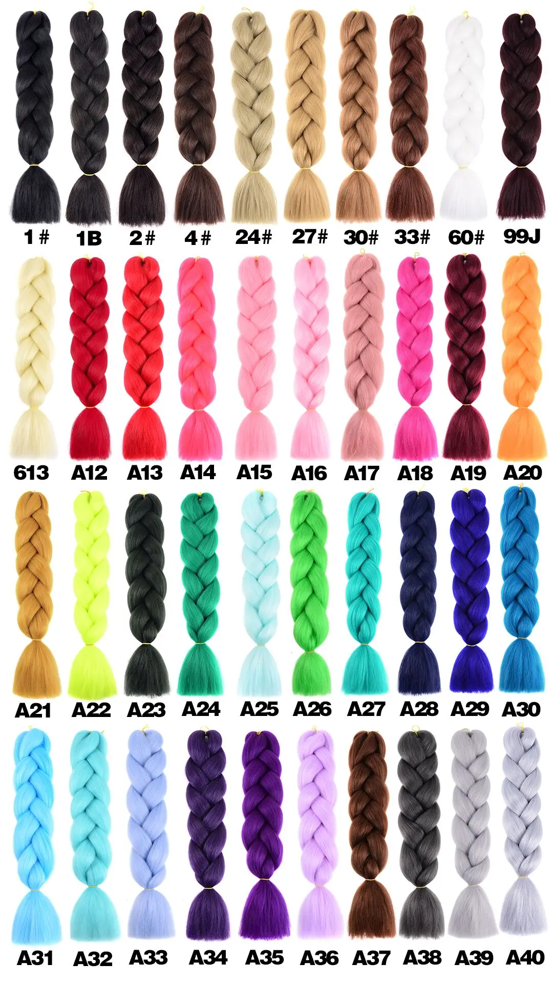 Ainizi Hot Sale Synthetic Hair Extensions Jumbo Solid Color African Crochet Braiding Hairs