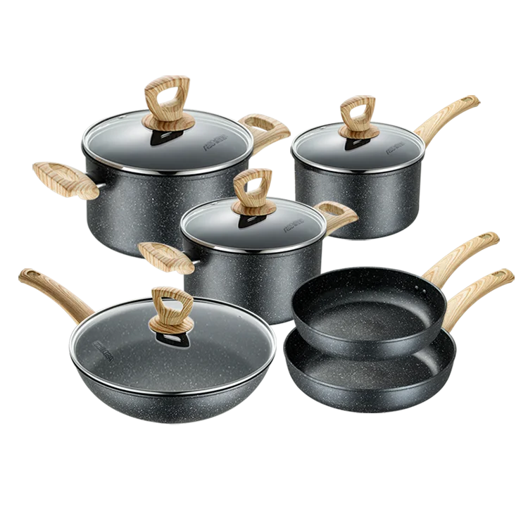 ASD Nonstick Forged Aluminium Home Cooking Fry Pan And Casserole 10pcs Cookware Set
