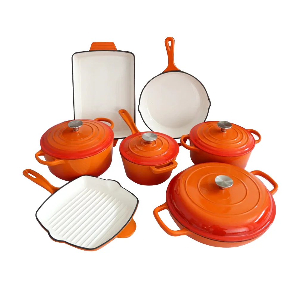 New cast iron enamel seven-pieces set of high quality household cooking enamel pot set gas stove generalduty
