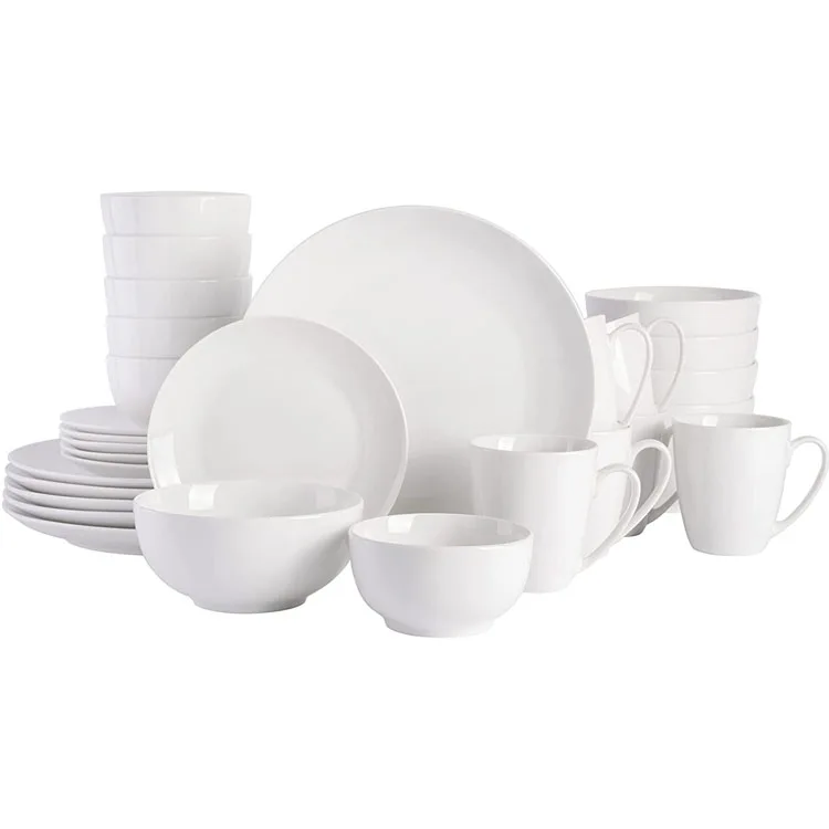 Porcelain Dinnerware Set Ceramic Dinnerware sets mug plate and bowl set White Service for 6