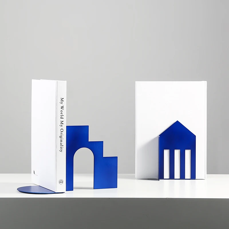 Modern White Black Blue New Arrival Metal Decorative Creative Metal Bookends Sujetalibros Book End