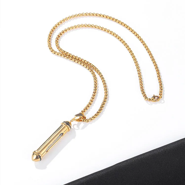 Amazon fashion stainless steel cylinder perfume bottle pendant necklace for men openable anniversary pendant for men