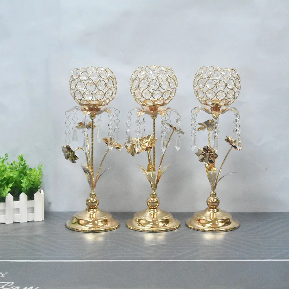 metal candle holder Set of  crystal candlestick holder metal candle holders lanterns candle jars