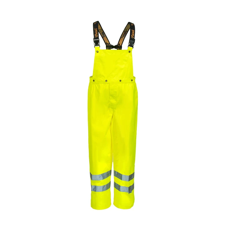 Custom logo yellow black reflective fr high visibility workwear bib pants waterproof coveralls
