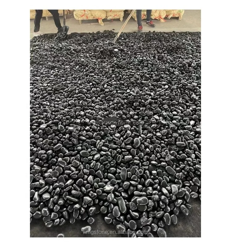 Natural Black Cobblestone River Rock round Natural Stone for Outdoor Application for Cobblestone Paths or Garden Decor
