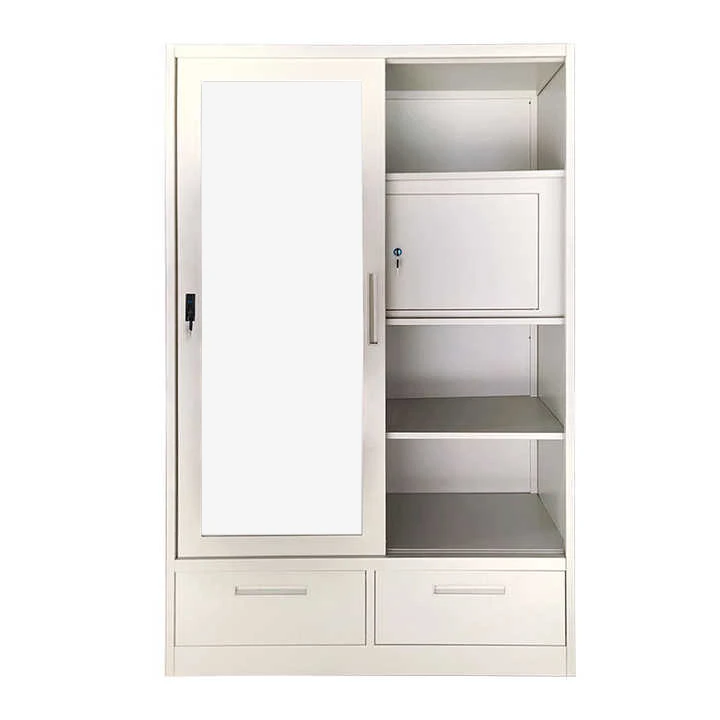 steel bedroom sliding doors wardrobe metal clothes cupboard