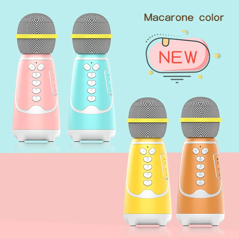 Kids Multi-function Light Music Battery Operated Echo Musical Instrument Karaoke Plastic Toy Microphone Set