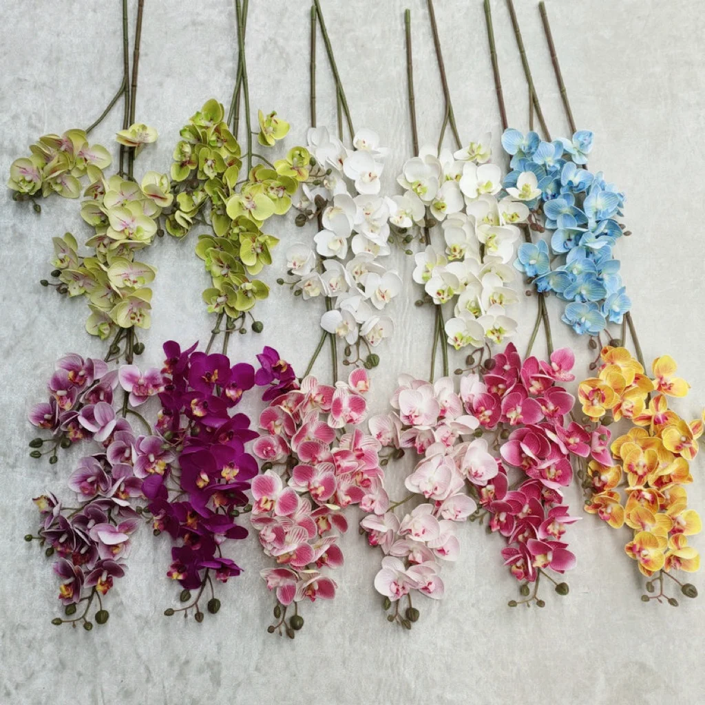 KEWEI-J622 21 Heads Flowers Real Touch Orchid Flowers White Orchids Artificial Flowers Real Touch