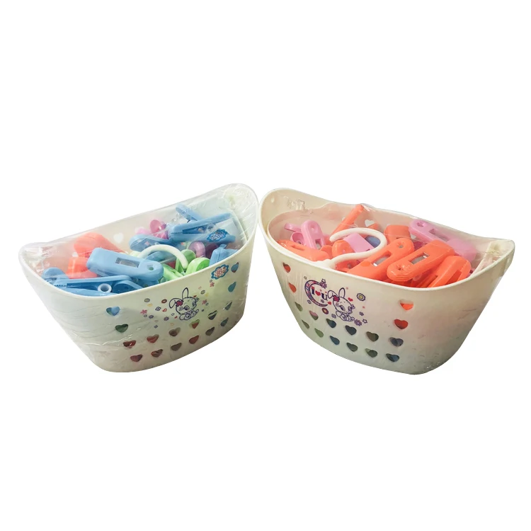 Plastic Clips Clothes Pegs With Baskets Drying Hanger Peg