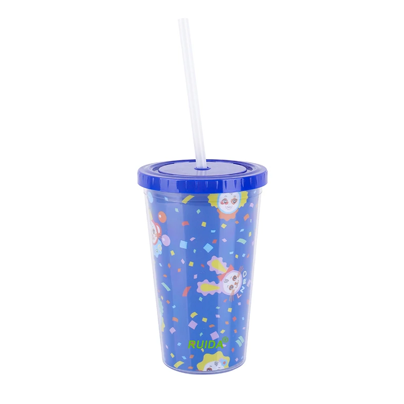 Amazon Top Seller 16oz 24oz Acrylic Slurp Double Wall Plastic Dome Cup Bottle with Straw
