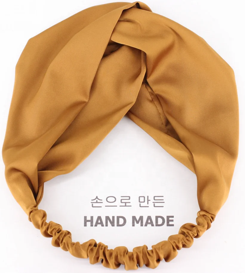 
Artificial Silk Satin Headbands Solid Color Twisted Elastic Hairband Silk Scrunchies For Women 2020 