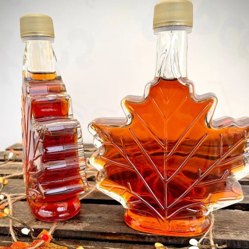 Maple Syrup glass bottle 8oz 250ml 500ml clear glass bottle beverage drink juice coffee syrup bottle custom label