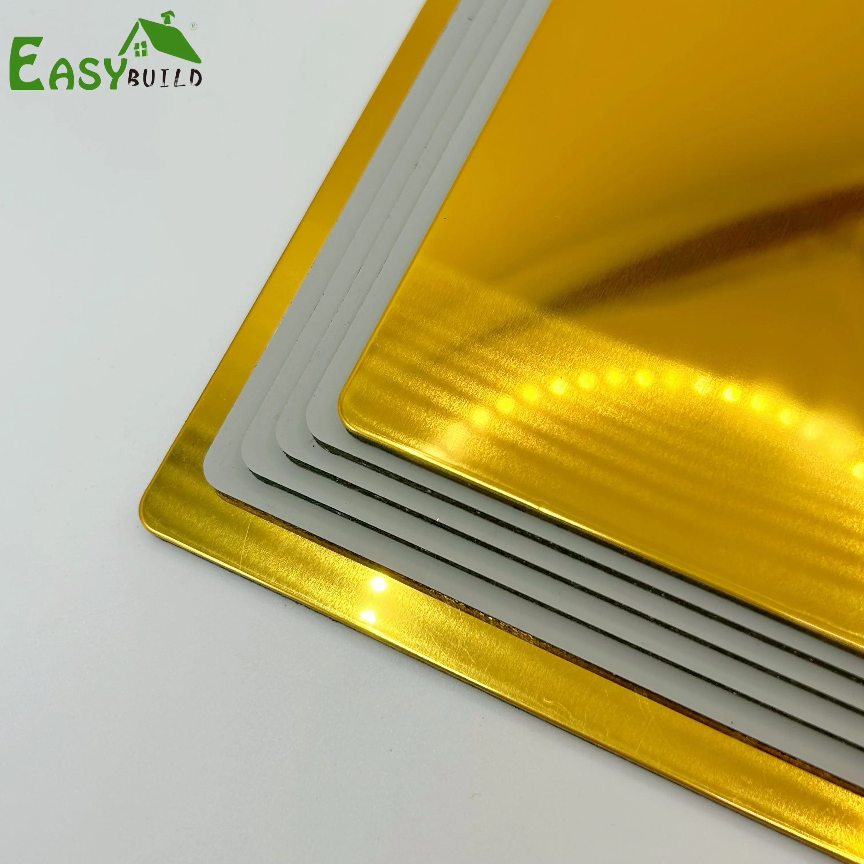 Factory purchase Gold Or Silver Mirror Aluminum Composite Panel decorative material