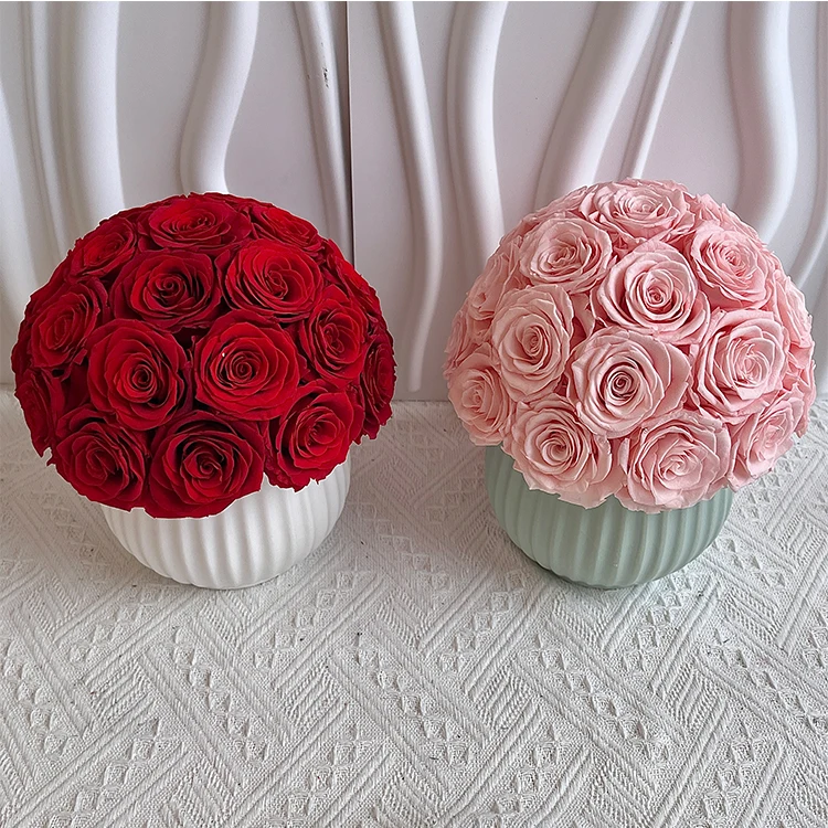 Futuristic Design Classic Riven Travertine Venice Lego Ceramic Vase With Dried Forever Preserved Rose For Centerpiece Decoration