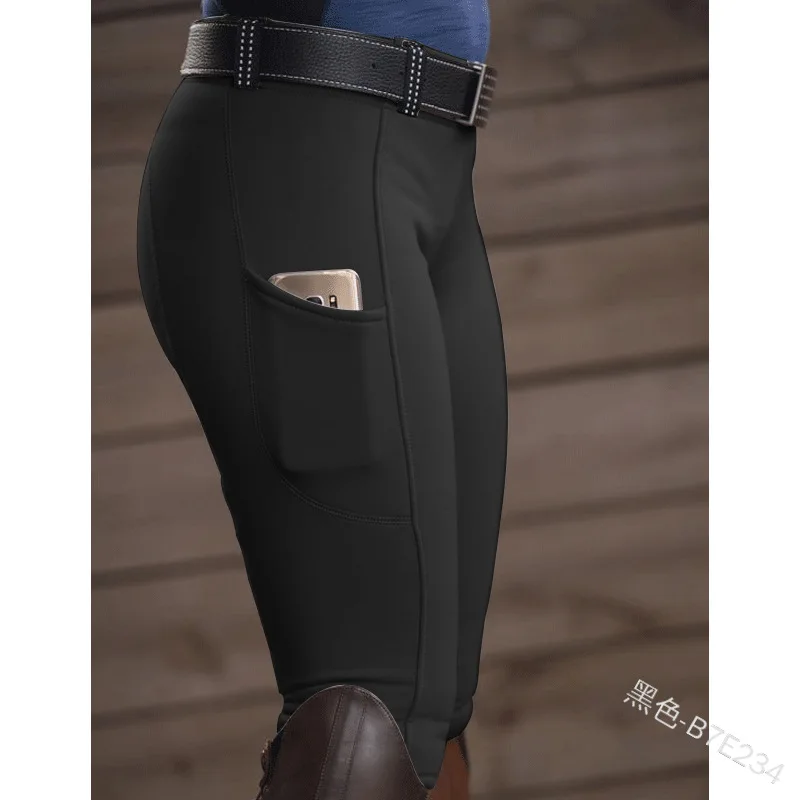 Casual Pencil Pants Pocket Breeches Women Plus Size Pants Equestrian Pants able High Waist Jodhpurs Trousers