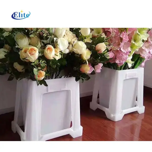 White Square PP Plastic Bucket Pot for Cut Flowers European Design Style for waking flower