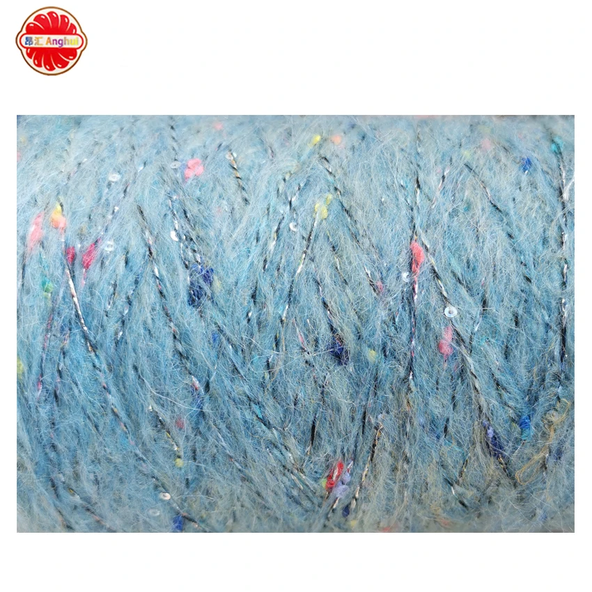 Wool Acrylic Sequin Mohair Fancy Yarn Lurex Metallic Paillette Sparkle Sequin Knot Crochet Thread For Handknitting Sweater