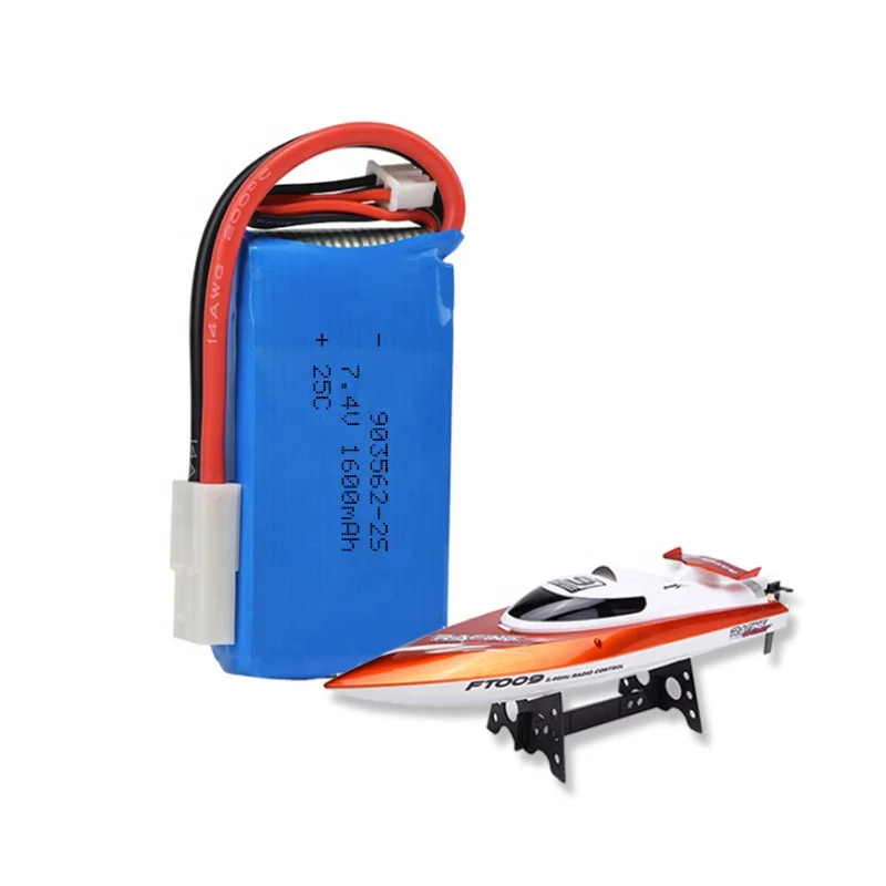 Factory customization OEM/ODM Rechargeable Lithium Polymer 1600mAh 7.4V 25C 2S Lithium Batteries Pack  Lipo for RC Boat Toys